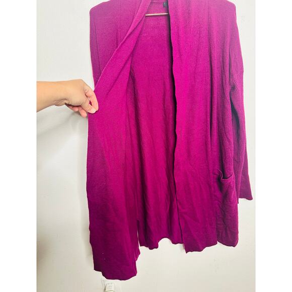 NATORI Purple Plum Knit Long Sleeve Sweater Pocket Cardigan size Medium - Picture 8 of 13